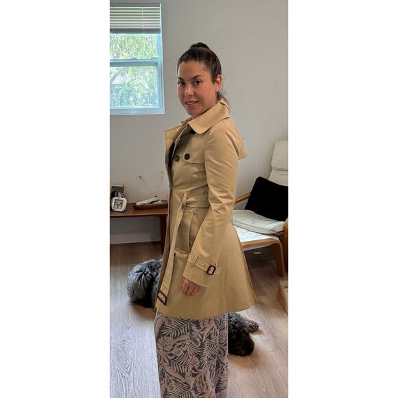 J Crew women's Tan Classic Double Breasted Trench Coat w Belt Size XS - Picture 11 of 12